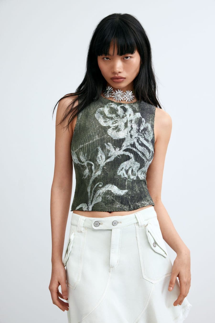 Desigual Mouwloos bedrukt T-shirt